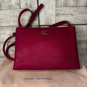 Stuart Weitzman Sophina Raspberry Leather Crossbody Sample NWT